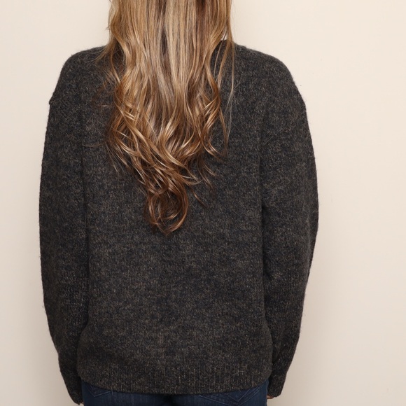 Vintage Made in USA Woolrich Charcoal Quarter Button-Up Pullover Sweater - Picture 3 of 4